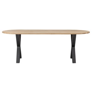 WOOOD Tablo spisebord, oval - natur eg og sort stl (220x90)
