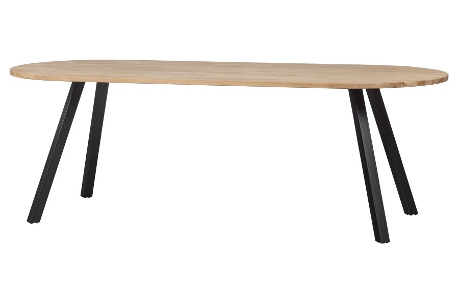 WOOOD Tablo spisebord, ovalt - naturlig eik og sort stl (220x90)