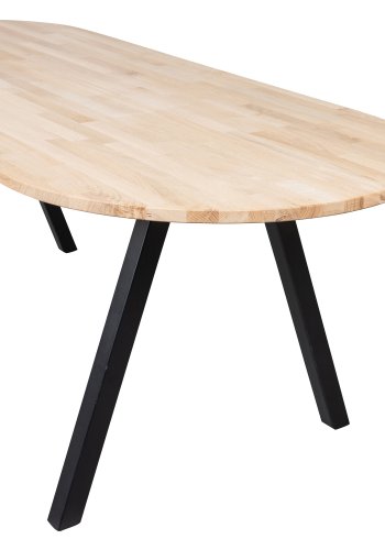 WOOOD Tablo spisebord, ovalt - naturlig eik og sort stl (220x90)