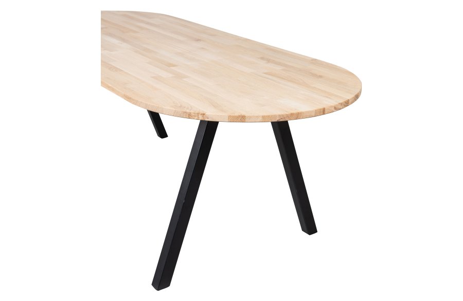 WOOOD Tablo spisebord, ovalt - naturlig eik og sort stl (220x90)