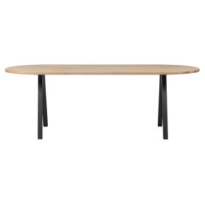 WOOOD Tablo spisebord, oval - natur eg og sort stl (220x90)