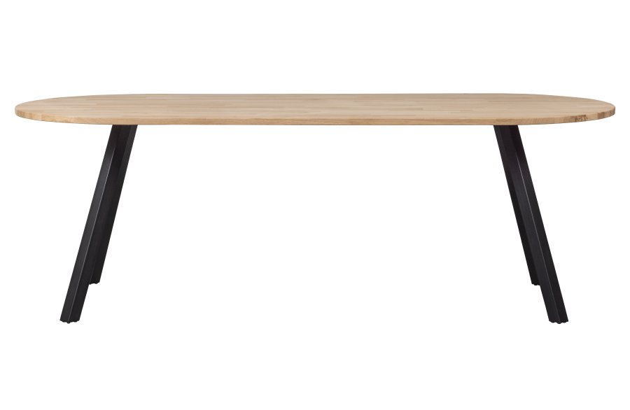 WOOOD Tablo spisebord, ovalt - naturlig eik og sort stl (220x90)
