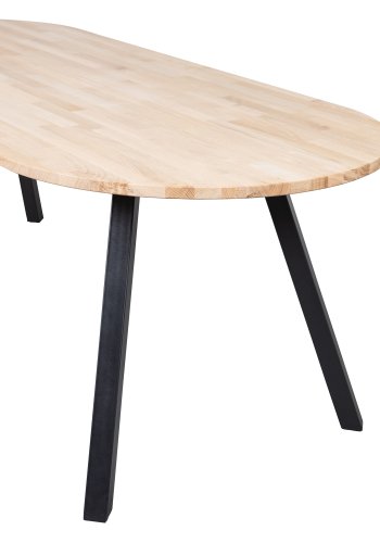 WOOOD Tablo spisebord, ovalt - naturlig eik og sort stl (220x90)