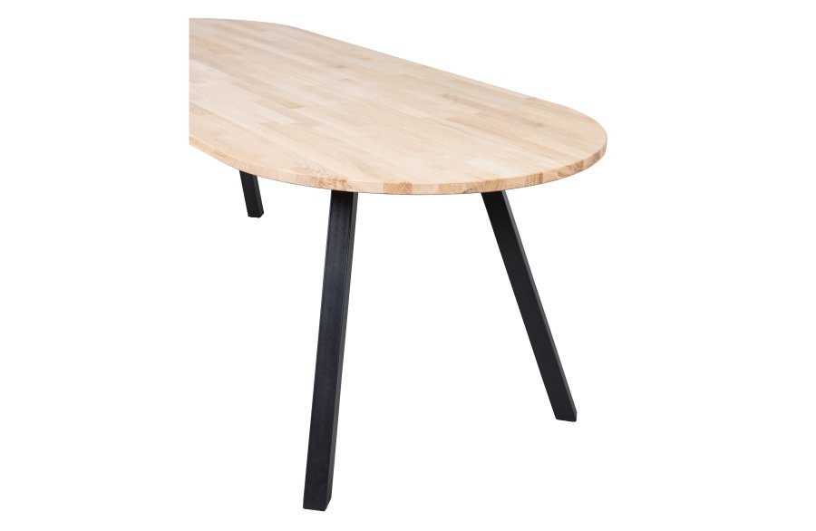 WOOOD Tablo spisebord, ovalt - naturlig eik og sort stl (220x90)