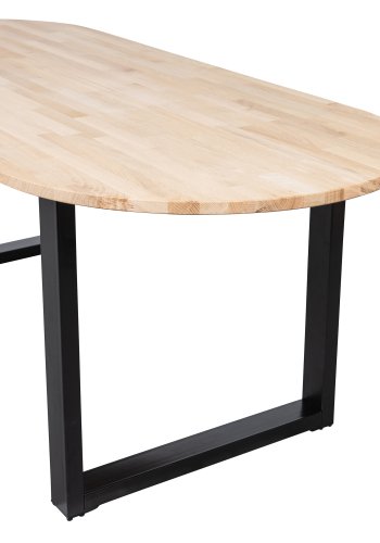 WOOOD Tablo spisebord, ovalt - naturlig eik og sort stl (220x90)