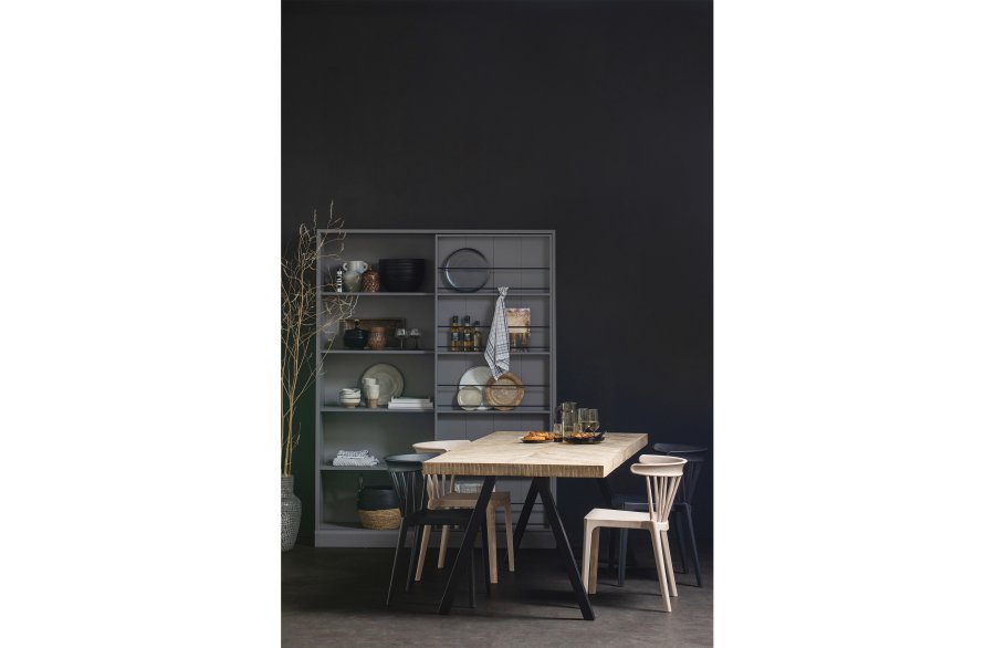 WOOOD Tablo fiskebein spisebord, rektangulrt - hvitkalket mangotre og stl (200x90)