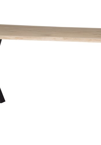 WOOOD Tablo trestamme spisebord, m. blgekant, rektangulrt - naturlig eik og sort stl (180x90)
