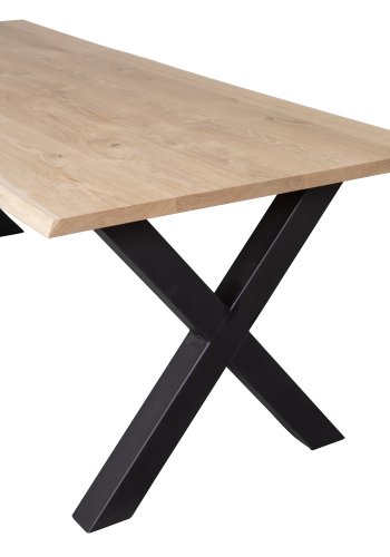WOOOD Tablo trestamme spisebord, m. blgekant, rektangulrt - naturlig eik og sort stl (180x90)