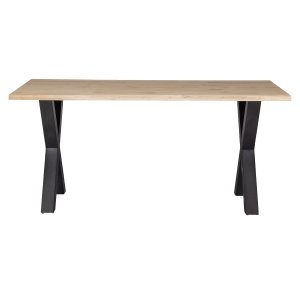 WOOOD Tablo trstamme spisebord, m. blget kant, rektangulr - natur eg og sort stl (180x90)