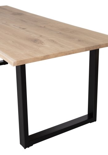 WOOOD Tablo trestamme spisebord, m. blgekant, rektangulrt - naturlig eik og sort stl (180x90)