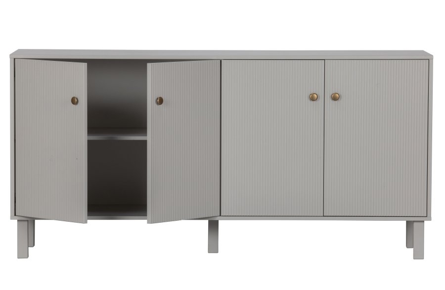 TRE Madu skjenk, m. 4 drer og 2 hyller - skygr furu og metall