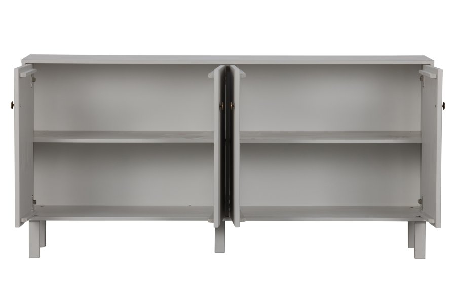 TRE Madu skjenk, m. 4 drer og 2 hyller - skygr furu og metall