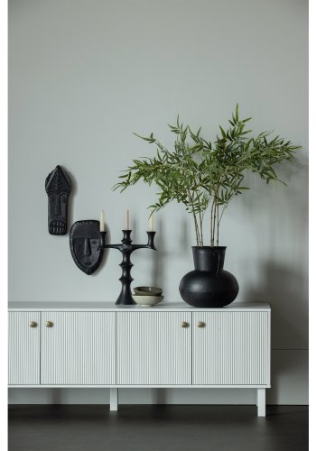 WOOOD Madu TV-bord, m. 4 drer og 2 hyller - skygr furu og metall (160x46)