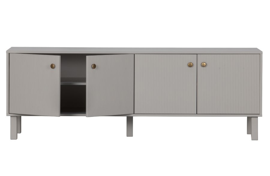 WOOOD Madu TV-bord, m. 4 drer og 2 hyller - skygr furu og metall (160x46)