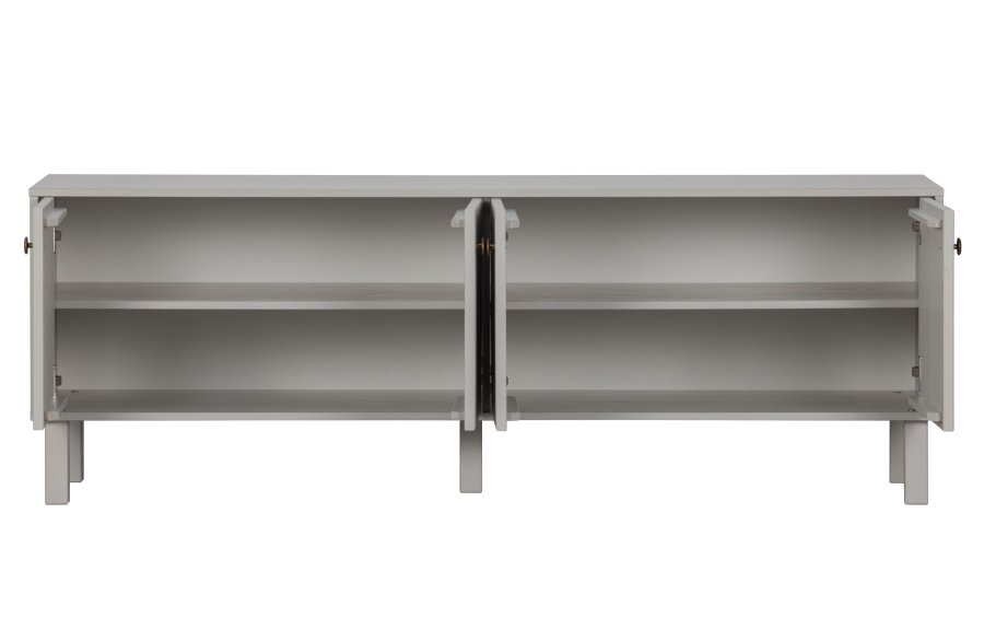 WOOOD Madu TV-bord, m. 4 drer og 2 hyller - skygr furu og metall (160x46)