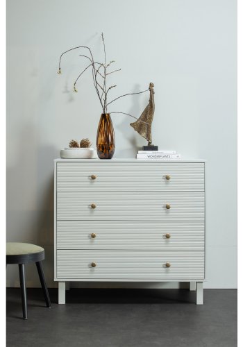 WOOOD Madu kommode, m. 4 skuffer - skygr furu og metall
