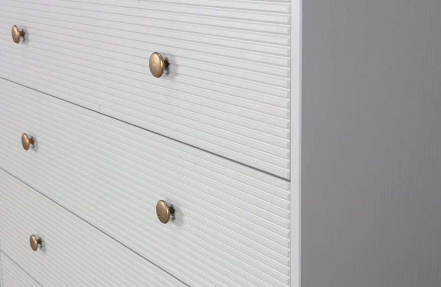 WOOOD Madu kommode, m. 4 skuffer - skygr furu og metall