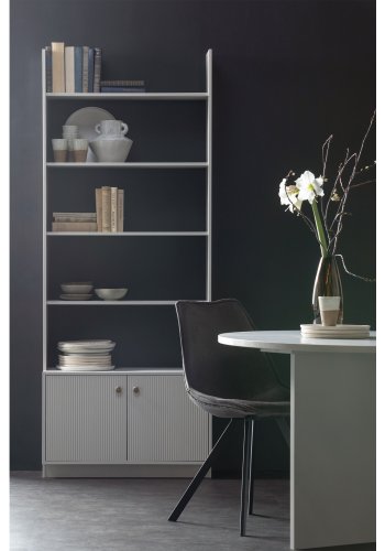 WOOOD Madu bokhylle, m. 2 drer - skygr furu og metall (H:200)