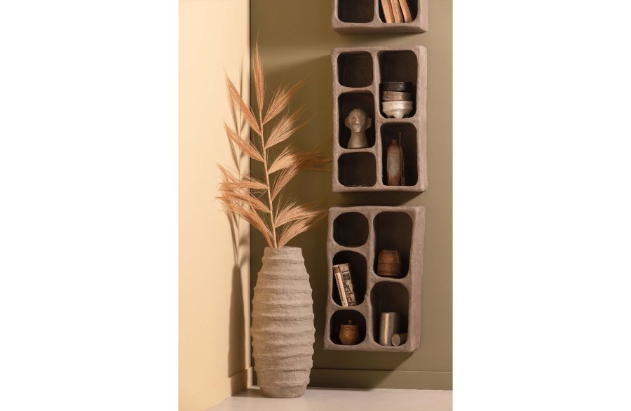 WOOOD Collection vegghylle, rektangulr - gr pappmache