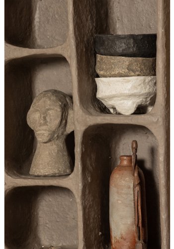 WOOOD Collection vegghylle, rektangulr - gr pappmache