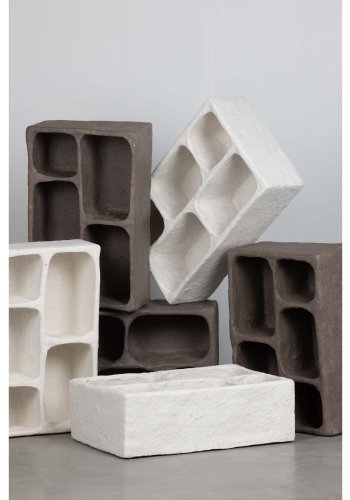 WOOOD Collection vegghylle, rektangulr - gr pappmache