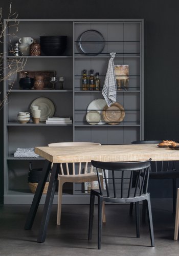 WOOOD Tablo fiskebein spisebord, rektangulrt - hvitkalket mangotre og stl (180x90)