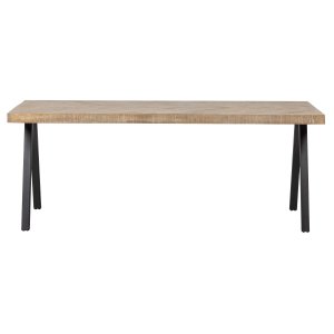 WOOOD Tablo sildebens spisebord, rektangulr - hvidvasket mangotr og stl (180x90)