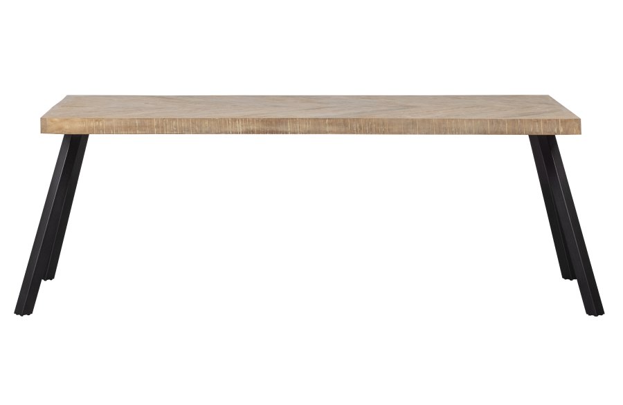 WOOOD Tablo fiskebein spisebord, rektangulrt - hvitkalket mangotre og stl (180x90)