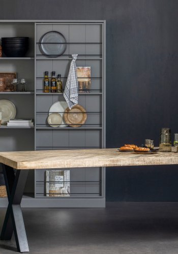 WOOOD Tablo fiskebein spisebord, rektangulrt - hvitkalket mangotre og stl (180x90)