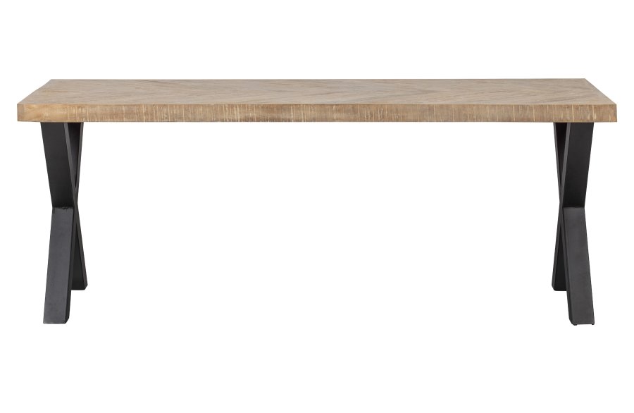 WOOOD Tablo fiskebein spisebord, rektangulrt - hvitkalket mangotre og stl (180x90)