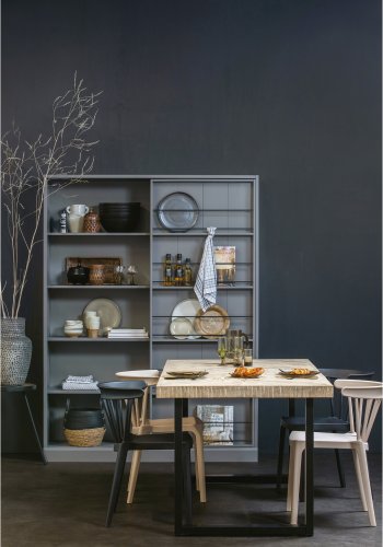 WOOOD Tablo fiskebein spisebord, rektangulrt - hvitkalket mangotre og stl (180x90)