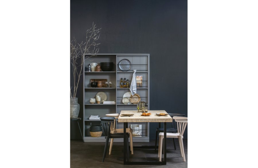 WOOOD Tablo fiskebein spisebord, rektangulrt - hvitkalket mangotre og stl (180x90)