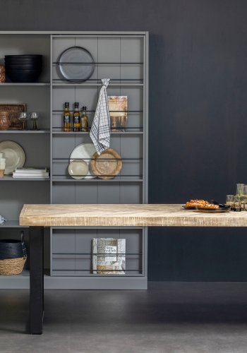 WOOOD Tablo fiskebein spisebord, rektangulrt - hvitkalket mangotre og stl (180x90)