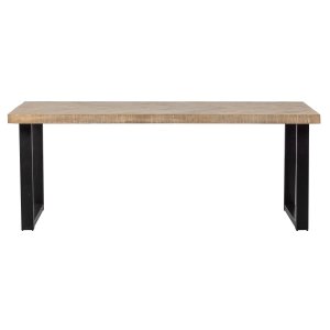 WOOOD Tablo sildebens spisebord, rektangulr - hvidvasket mangotr og stl (180x90)