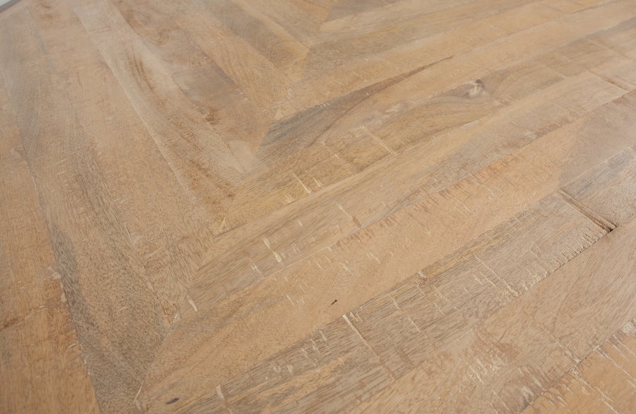 WOOOD Tablo fiskebein spisebord, rektangulrt - hvitkalket mangotre og stl (180x90)