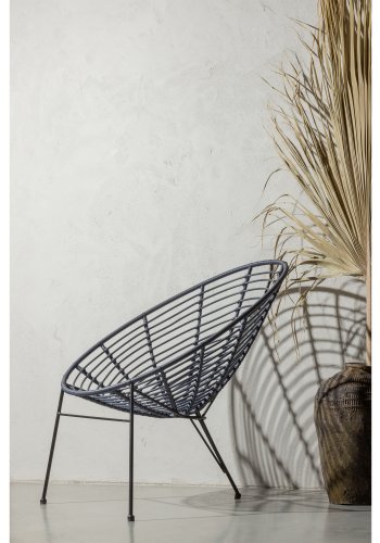 WOOOD Jane utendrs lenestol - blekksort polyetylen og svart stl