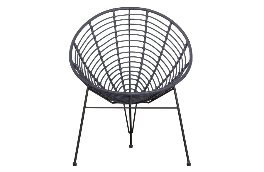 WOOOD Jane utendrs lenestol - blekksort polyetylen og svart stl