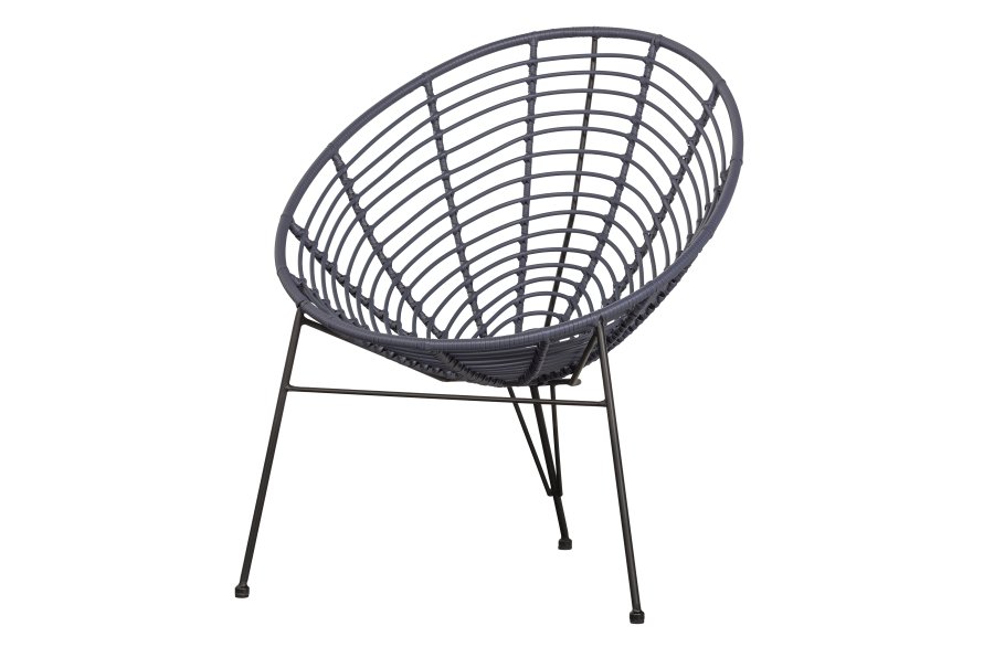 WOOOD Jane utendrs lenestol - blekksort polyetylen og svart stl