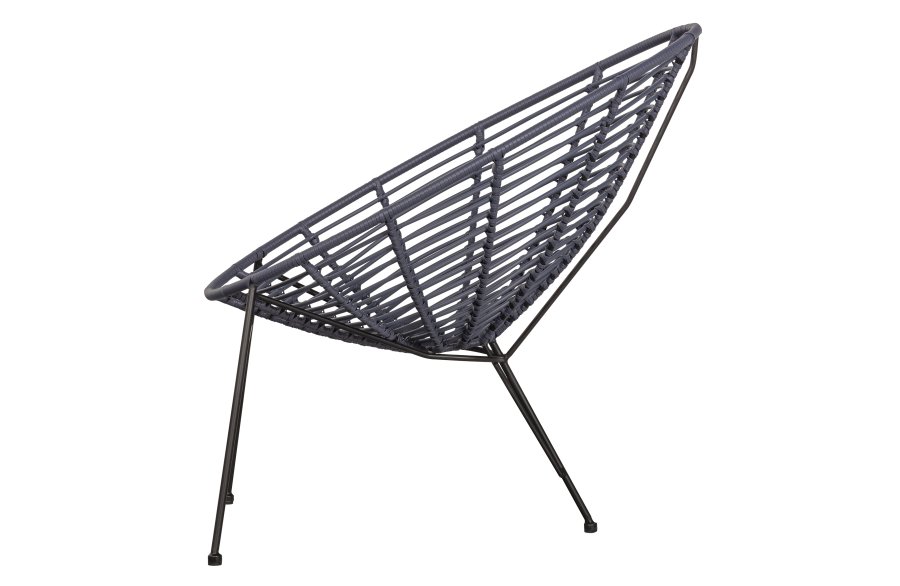 WOOOD Jane utendrs lenestol - blekksort polyetylen og svart stl