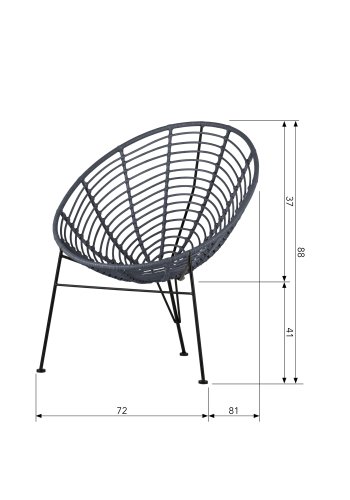 WOOOD Jane utendrs lenestol - blekksort polyetylen og svart stl