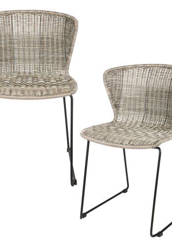 WOOOD Wings spisebordsstol - natur polyesterrattan og sort stl
