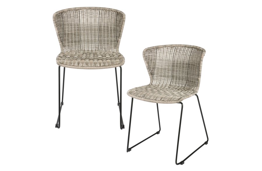 WOOOD Wings spisebordsstol - natur polyesterrattan og sort stl