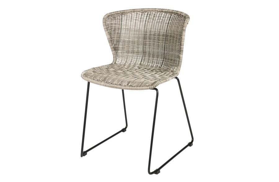 WOOOD Wings spisebordsstol - natur polyesterrattan og sort stl