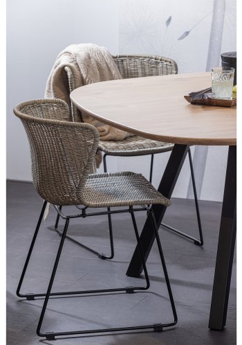 WOOOD Wings spisebordsstol - natur polyesterrattan og sort stl