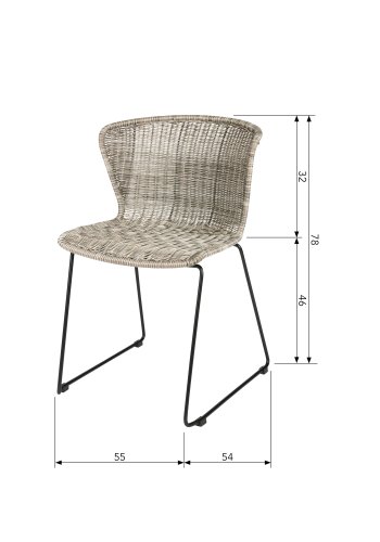 WOOOD Wings spisebordsstol - natur polyesterrattan og sort stl