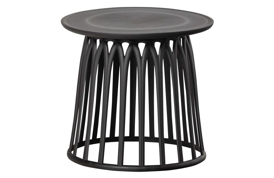 WOOOD Boy sidobord f&ouml;r in- och utv&auml;ndigt, runt - svart plast (�50)