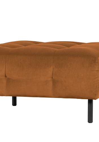 WOOOD EKSKLUSIV Lloyd-puff, firkantet - kanelvasket flyel og svart metall (90x90)