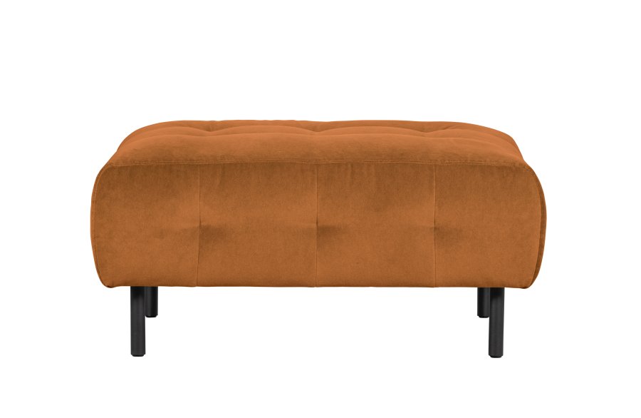 WOOOD EKSKLUSIV Lloyd-puff, firkantet - kanelvasket flyel og svart metall (90x90)