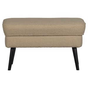 WOOOD Rocco pall, rektangulär - äkta polyester teddytyg och svart bokträ (77x51)