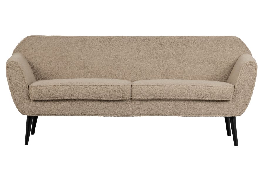 WOOOD Rocco sofa - ekte polyester teddystoff og svart bketre